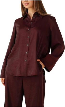 Beaumont Amsterdam Bordeaux Viscose Blouse voor Dames - Dames - Overhemden - Bruin - M - Wol - Overhemden