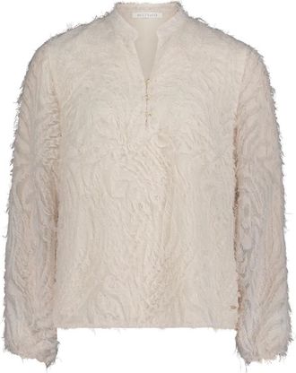 Betty & Co Overhemden, Dames, Beige, XL, Polyester, Slip-on blouse met opstaande kraag