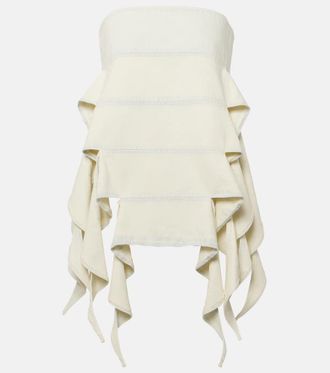 Y / Project Top in denim Bug con scollo bardot