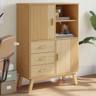 Berkfield Home Highboard OLDEN Brown 85x43x125 cm Solid Wood Pine in Natural | Size: 85 x 43 x 125 cm