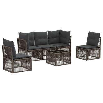 vidaXL Conjunto De Sof&aacute;s De Jard&iacute;n 6 Pcs Gris Rat&aacute;n Sint&eacute;tico Vidaxl