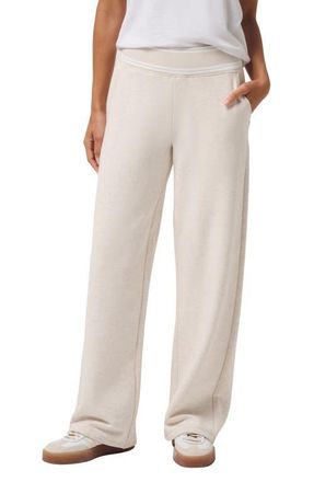 Travis Mathew Cloud Fleece Clubside Wide Leg Pants in Heather Brazilian Sand at Nordstrom, Size Xx-Large