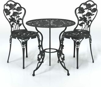 vidaXL vidaXL 3 Piece Bistro Set Cast Aluminium Black