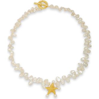 Classicharms Lila Starfish Charm Freshwater Petal Pearl Choker Necklace in Gold at Nordstrom