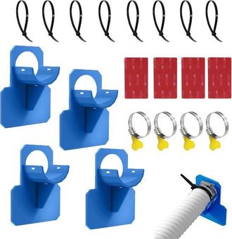 No Brand Soporte Para Manguera - 4 Piezas, Con Abrazadera De Acero Inoxidable, Protecci&oacute;n De Pl&aacute;stico Contra Dobleces, Hasta 38 Mm (azul)