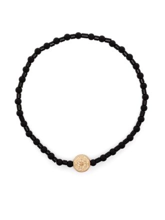 Luis Morais 14kt yellow gold Money Seal beaded bracelet - Black