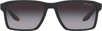 Prada Sportieve zonnebril met zwart montuur en grijs verloopglazen - unisex - Zonnebrillen - Zwart - 58 MM - Nylon - Accessoires