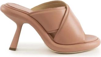 Vic Mati&eacute; Elegante Leren Sandaal Ronde Neus Hak - Dames - Muiltjes - Beige - 40 EU - Leer - Schoenen