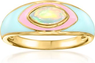 Ross-Simons Opal Ring With Pink and Blue Enamel in 18kt Gold Over Sterling
