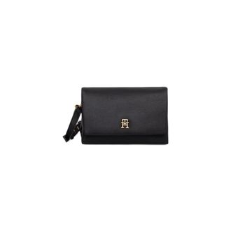 Tommy Hilfiger Cross Body Bags, female, Black, Size: ONE SIZE Shoulder Bag with Inside Compartments and Button Fastening