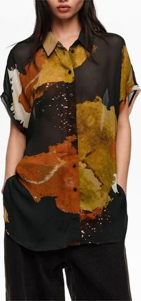 Bimba & Lola Blot Shirt With Flowing Sleeves in Blot Xl Black at Nordstrom, Size Xx-Small Eu