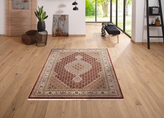 My Home Orientteppich »Irrfan« rechteckig 12 mm Höhe handgeknüpft, Material: 80% Wolle, 20% Seide, mit Fransen