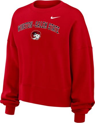 Nike Womens College (Winston-Salem State) Phoenix Fleece Crewneck Sweatshirt in Red | W33302WISA26-RED
