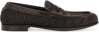 Dolce & Gabbana interwoven raffia penny loafers - men - Goat Skin/Rayon/Calf Leather/Calf Leather/Calf Leather - 40.5 - Brown