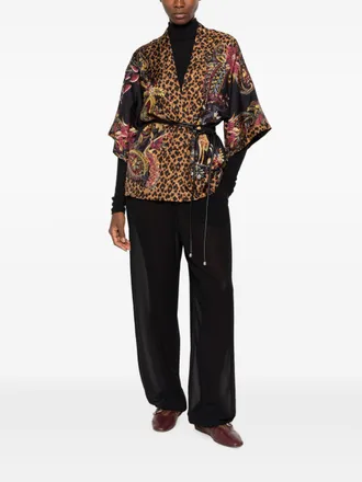 Etro Leopard Print and Paisley Silk Jacket - Tan