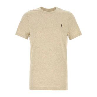 Polo Ralph Lauren T-Shirts, male, Beige, Size: 2XL Crew Neck Short Sleeve T-Shirt