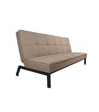 Home Heavenly Sof&aacute; cama de 3 plazas tapizado en tela beige y patas de metal negras