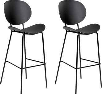 Beliani Beliani - Conjunto De 2 Sillas De Bar Asiento Material Sint&eacute;tico Patas De Metal Comedor Negro Shonto