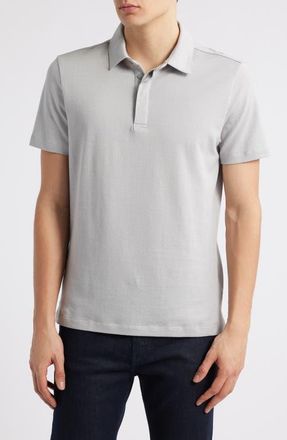 Robert Barakett Creston Micropattern Jacquard Polo in Pearl at Nordstrom, Size Xx-Large