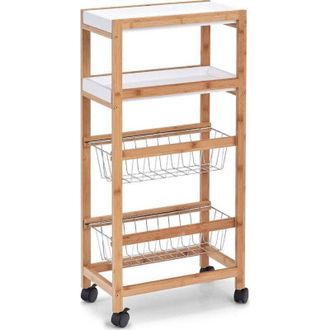 ZELLER Carro De Cocina Blanco Y Madera 40 Cm De Ancho