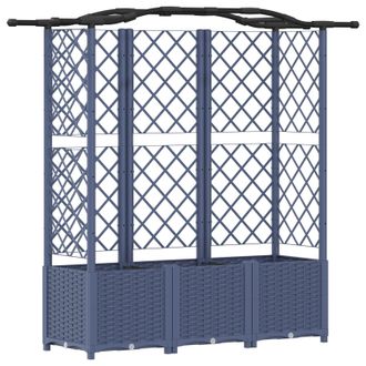 vidaXL Cama Elevada Con Trellis Y Techo Gris 163 X 40 X 141 Cm Pp Vidaxl