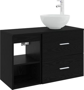 vidaXL Juego De Muebles De Ba&ntilde;o 2 Uds. Roble Negro Vidaxl