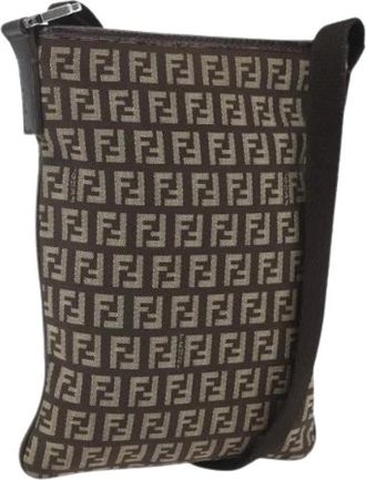 Fendi Pre-owned Cross Body Bags, female, Brown, Size: ONE SIZE Pre-owned Canvas Cross Body Bag