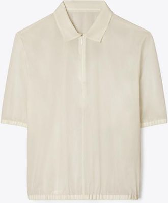 Tory Burch Womens Poplin Zip Polo, size 16