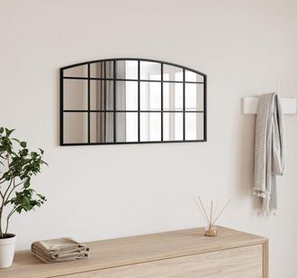 vidaXL Espejo De Pared Arco De Hierro Negro 80x40 Cm Vidaxl
