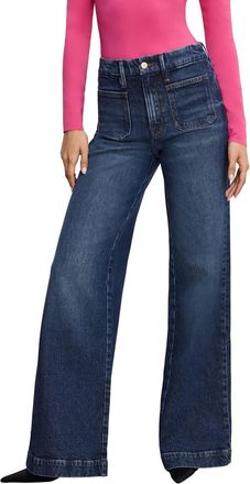 Good American Good Waist Palazzo High Rise Wide Jean In Dark Blue