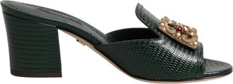Dolce & Gabbana Green DG Amore Heel Slides Sandals Womens Shoes