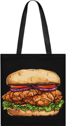 Generic Fried Chicken Sandwich Fast Food Tote Bag for Women Men Shoulder Bags Purses Pouch Handbags