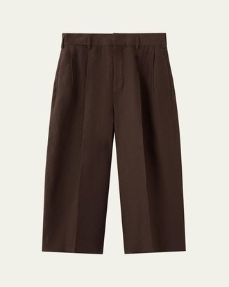 Loro Piana Hector Pleated Short Linen Trousers