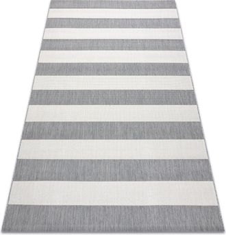 RugsX Rugsx - Alfombra De Cuerda Sisal Flat 48644/637 Rayas White 120x170 Cm