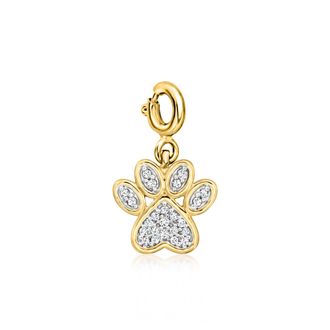 Ross-Simons Diamond Paw Print Charm in 18kt Gold Over Sterling
