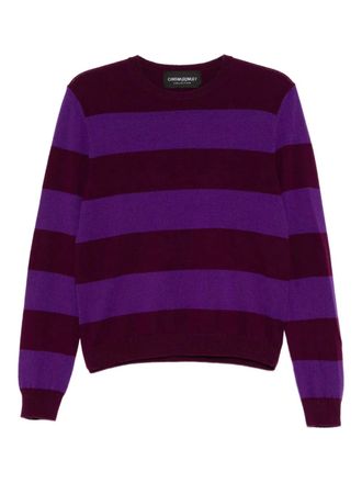 Cynthia Rowley Lucky striped top - women - Wool/Cashmere - L - Purple