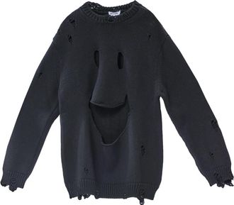 Moschino Maglia Smile - Dames - Ronde hals truien - Zwart - M - Wol - Truien & Vesten