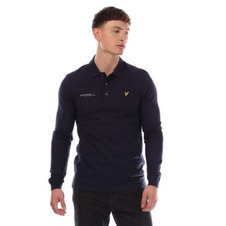 Lyle & Scott Herenpolo met Co-Ordinate print en lange mouwen (Marine)