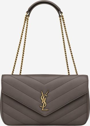 Saint Laurent Womens Loulou Media Bag Brown Lambskin Leather Shoulder