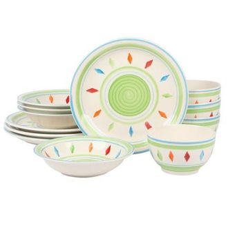Gibson Home Heidy 12 Piece Hand Painted Durastone Dinnerware Set in White at Nordstrom