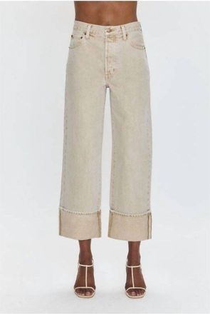 Pistola Denim Ryder High Rise Cuffed Straight Jean In Oat