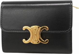 Celine Black Leather Wallet (Tri-Fold) (Pre-Owned)