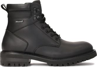 Kazar Zwarte waterdichte leren laarzen - Heren - Veterlaarzen - Zwart - 40 EU - Leer - Schoenen