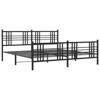 Berkfield Home Metal Bed Frame without Mattress with Footboard Black 193x203cm | Size: 193x203 cm