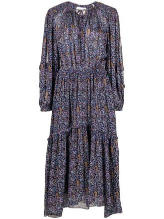 Isabel Marant Abito midi a fiori Naema - Blu