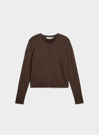 Contemporaine Womens Fine-knit crew-neck Cardigan Sweater