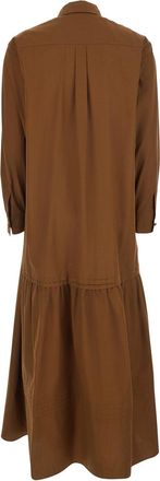 Max Mara Womens Long Dress Lecito Brown Cotton