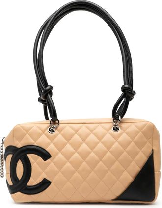 Chanel Borsa a spalla Cambon Ligne grande in pelle di agnello trapuntata 2004-2005 - Marrone