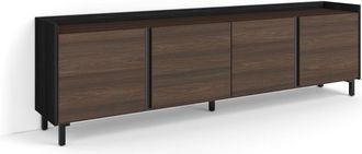 Skraut Home Skraut Home - Mueble Tv, Televisi&oacute;n, Muebles De Sal&oacute;n, Almacenaje, 207x35x61cm, Para Tv Hasta 80, Dise&ntilde;o Industrial, Estilo Moderno, Roble Oscuro Y Ne