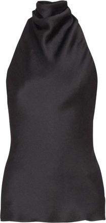 Balmain Backless Crepe Satin Top - Dames - Tops zonder mouwen - Zwart - M - Leer - Tops